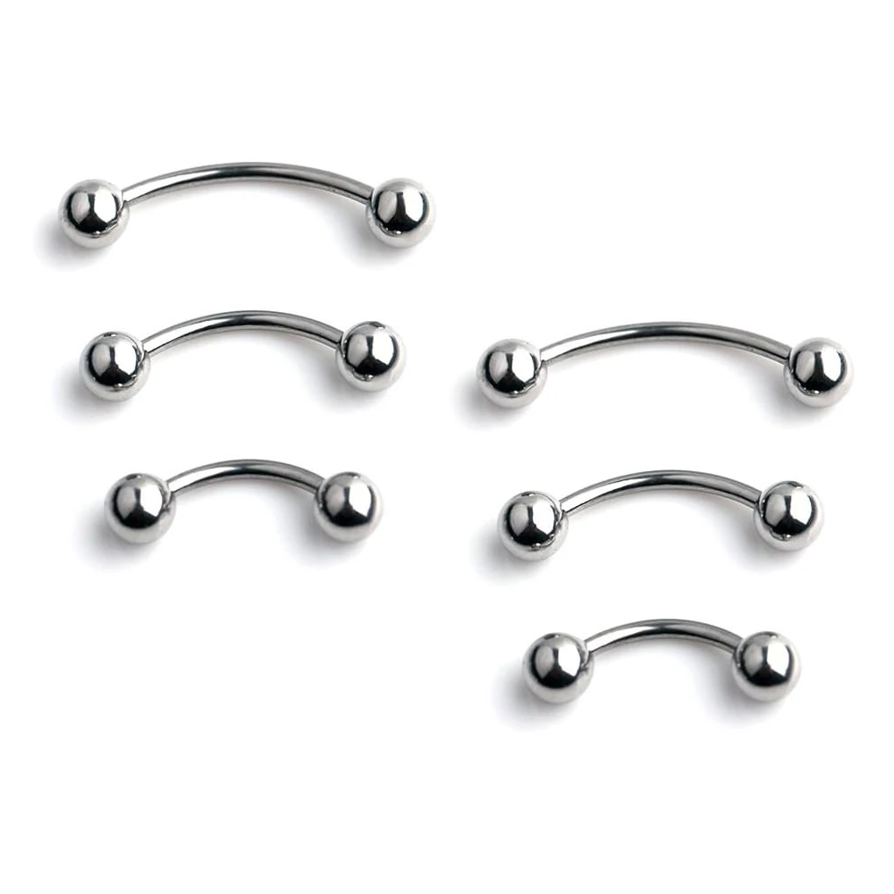 6 Stücke Augenbrauen Piercing Bananenform Lippenring Edelstahl Gebogene Barbell Stud Helix Nabel Knorpel Ohrring Körperschmuck