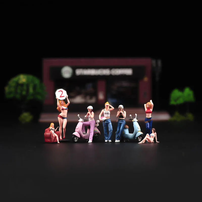 

ANT 1/64 1/43 Miniature Model Painted or Unpainted Mini Cute Girl Figure Street Scene Figurine Toy for Cars Vehicles