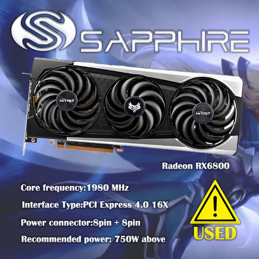 

Видеокарта Sapphire Radeon RX 6800 16G GDDR6 Nitro для AMD RX6800 16 Гб Nitro +, игровая видеокарта для ПК