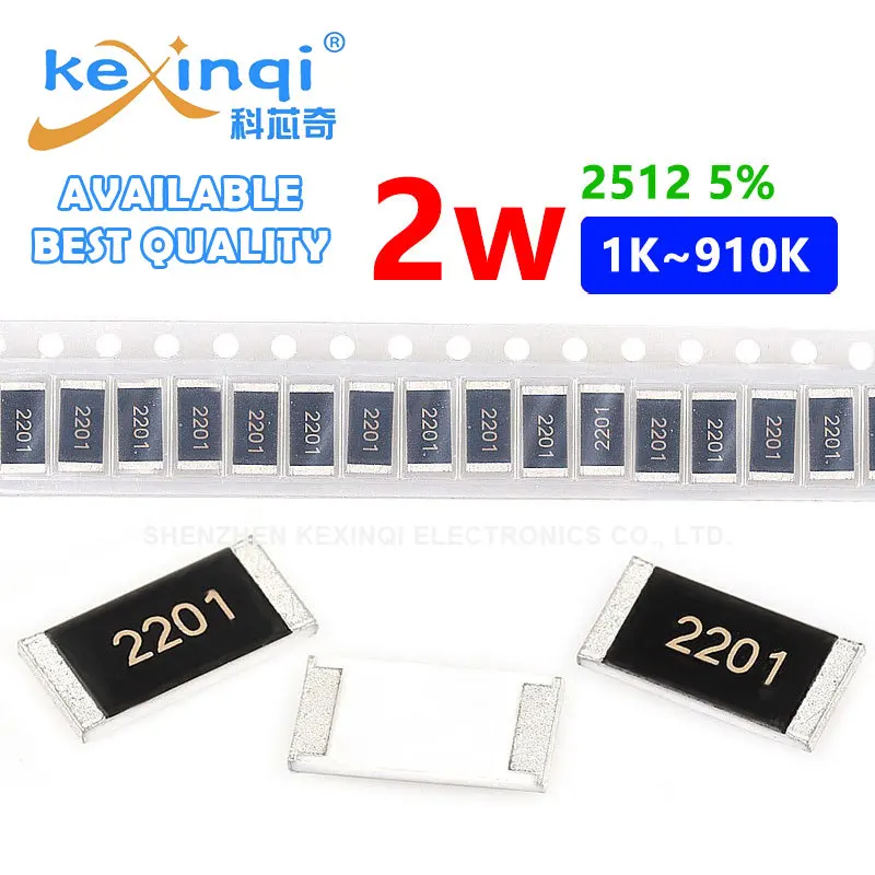 

50PCS/lot SMD 2512 Resistor 5% 2W resistance 0R Ohm 1K~910K