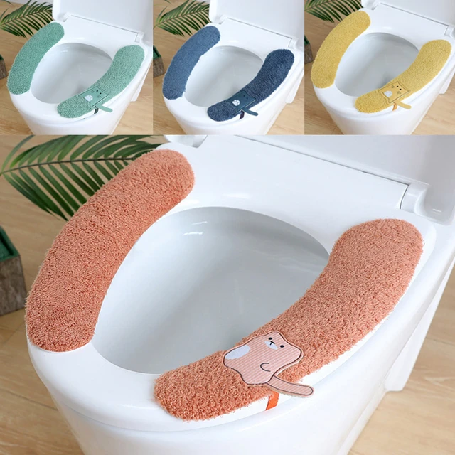 1 Pair Reusable Toilet Seat Cover Soft Cartoon Paste Sticky Pad Washable  Bathroom Warmer Seat Lid Cover Cushion Home Supplies - Toilet Seat Cover -  AliExpress