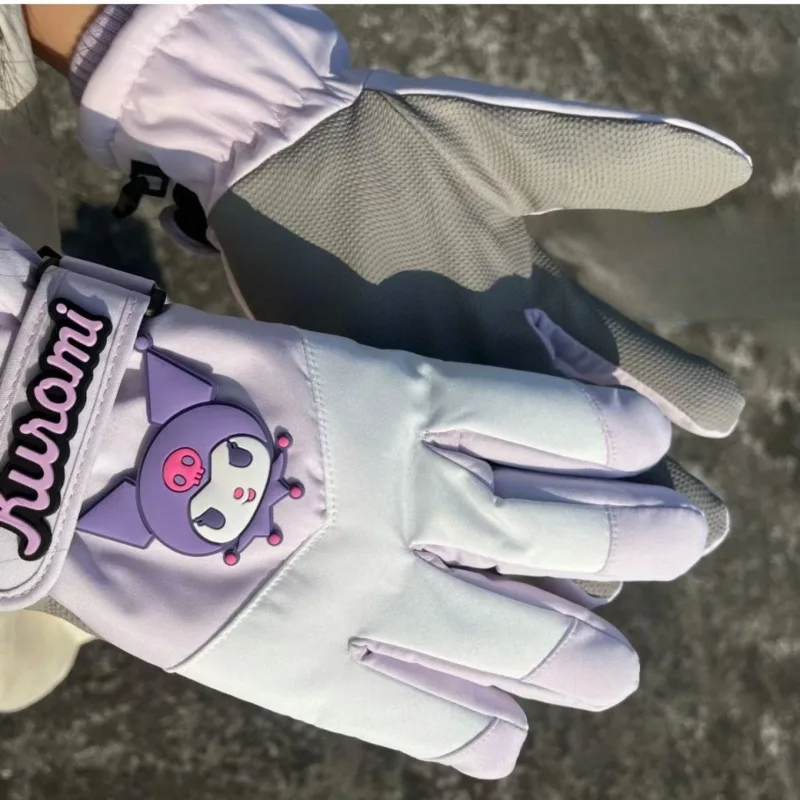 

Sanrio Kawaii Anime Hello Kitty Kuromi Winter Thickened Warm Gloves Cute Cartoon Cold Resistant Playing Snow Gloves Gifts