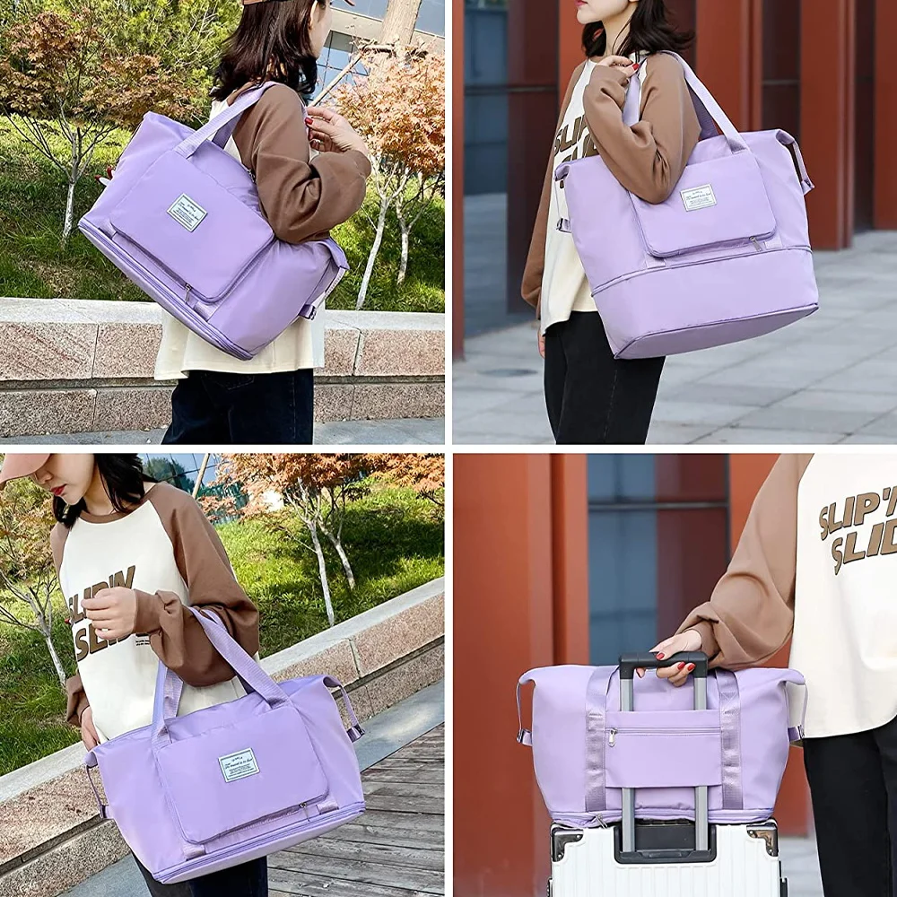 Lightniing Hammerz Foldable Travel Duffel Bag - Lightweight Waterproof Tote For Gym, Sports, Yoga (Light Purple) - View #11