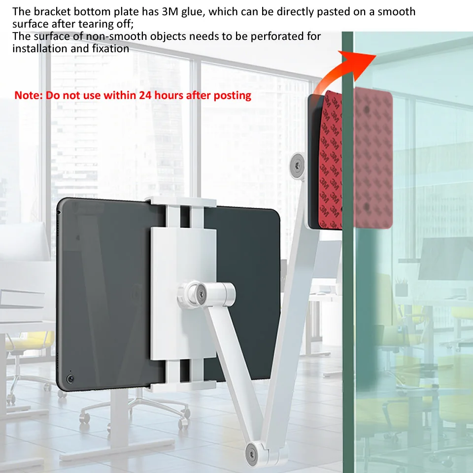 Braço Longo Suporte de Montagem na Parede Tablet Multi Ângulo Ajustável Três Eixo Design Alumínio Telefone Suporte de Montagem na Parede para Iphone Ipad 12.9 - Imagem 4