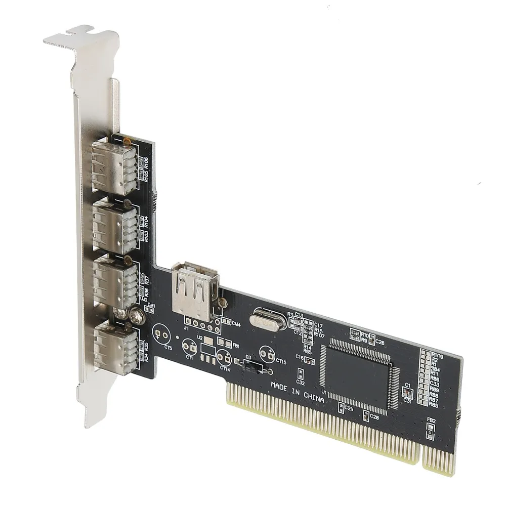 범용 5포트 USB2.0 PCI 확장 카드 고속 플러그 앤 플레이 Pcie 라이저 어댑터 USB 컨트롤러 호스트 컨트롤러