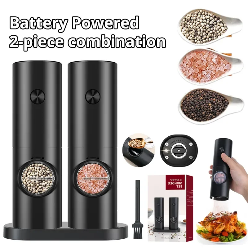 Pepper Grinder Sea Salt Pepper Salt Spices Kitchen Black Electric Powerful  Motor Single Hand Automatic Battery-powered Grinder (battery Not Included)