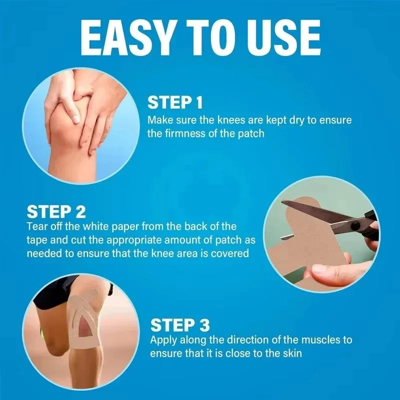 무릎용 운동 요법 테이프 4개, 방수 및 탄력성, 통기성 무릎 테이프, 운동용 테이프는 달리기 시 지원 및 안정성을 제공합니다.