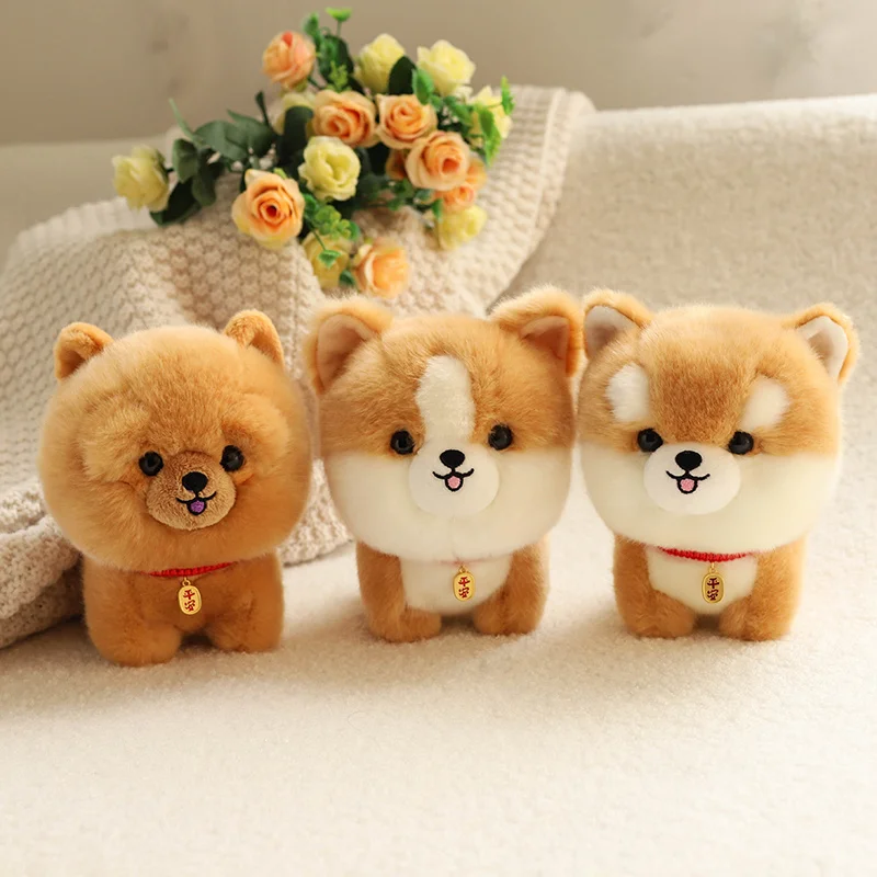 Kawaii Dog Puppy Toy Realistic Stuffed Husky/Corgi/chow chow/Akita Baby Doll Soft Cuddly Baby Accompany Toy Lovely Gift For Kids