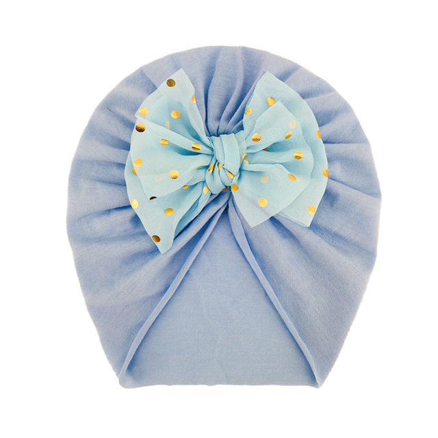 New 10color Bronzing Bow Children's Hat Baby Cute Soft Solid Color Headscarf Indian Hat  Baby Girl Headbands  Baby Bows