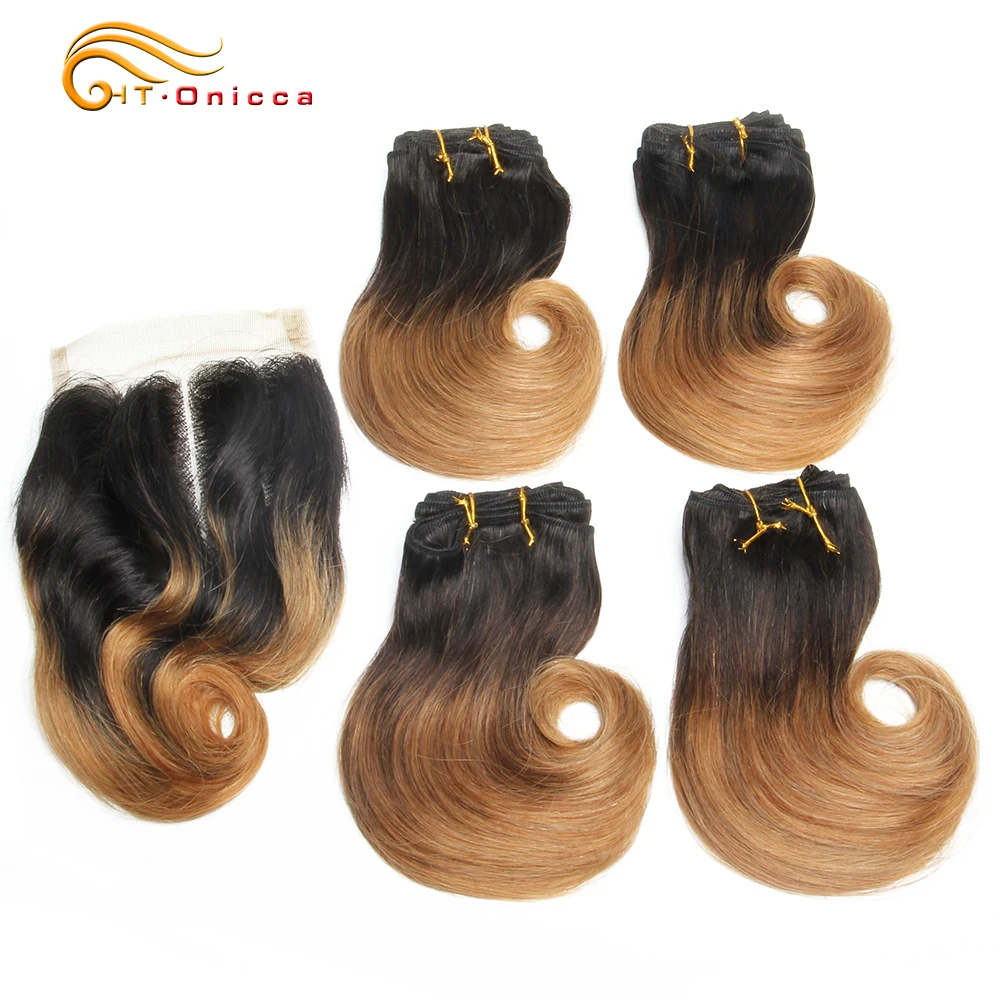 Human Hair Extensions Curly Bundles With 4x4 Lace Closures Brazilian Hair Weave 4 Bundles Natural