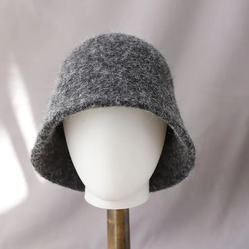 Wool Bucket Hat Women Vintage Fisherman Ha