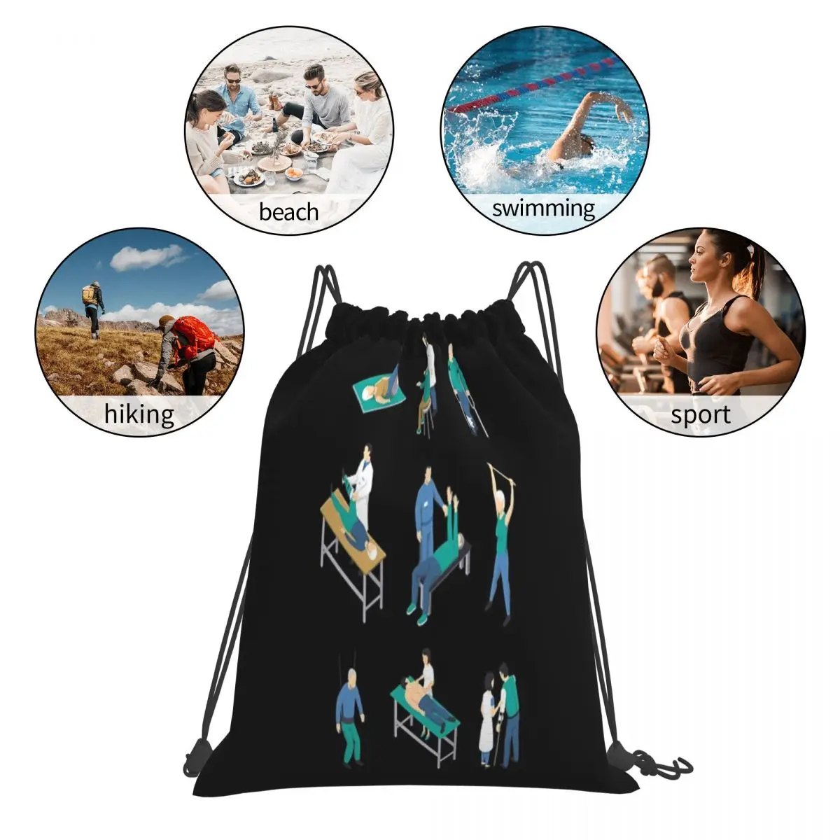 Physical Therapist Physiotherapist Health Care Gift Drawstring Bag Backpack kawaii cartoon men's school bag custom bag with logo