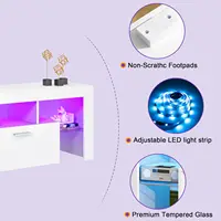 Modern LED TV Stand with Storage Drawers and Adjustable Lights for 50-75 Inch TVs, White Entertainment Center 5