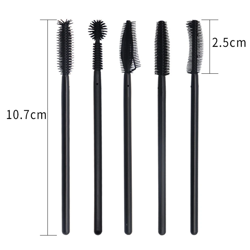 50Pcs 실리콘 속눈썹 연장 브러쉬 애플리케이터 전문 일회용 소프트 풀 블랙 마스카라 완드 브러쉬 뷰티 도구