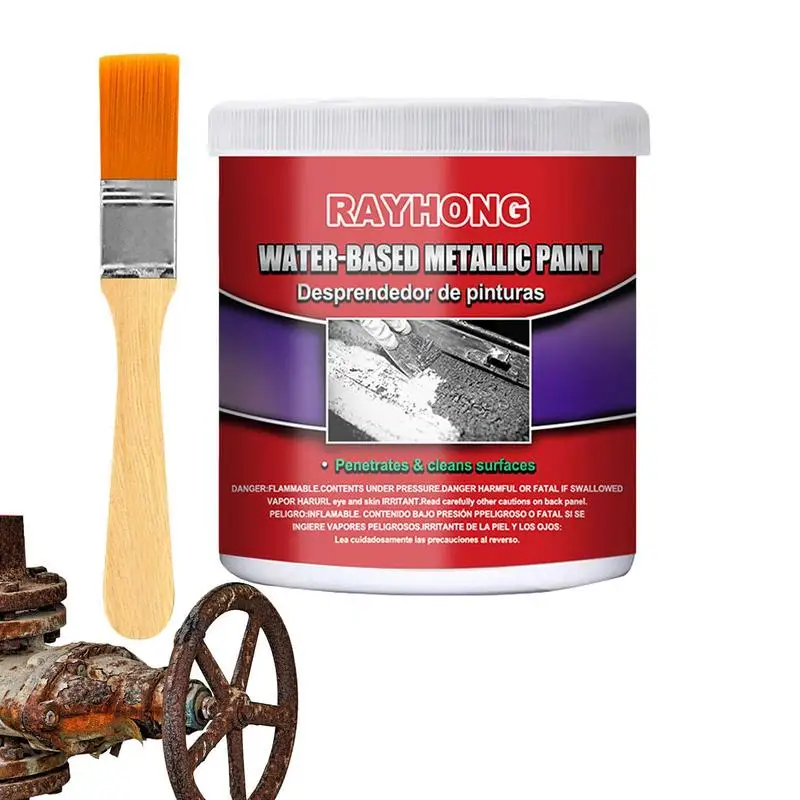 

Rust Paint Water Based Metal Rust Remover Car Metallic Paint With Brush Multi-Functional Rust Converter For Concrete And Metal