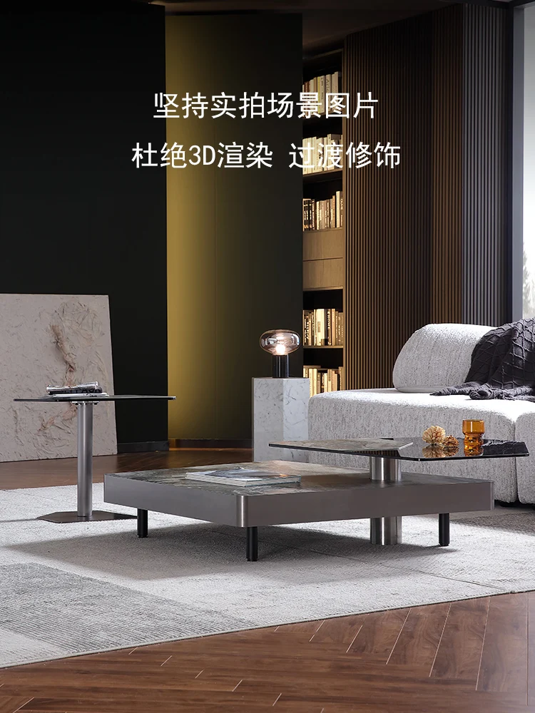 Design Sense Tavolino Combinazione A Forma Speciale Net Red Light Luxury Italian Minimalist Rock Plate Rotating Fendi Side Tabl