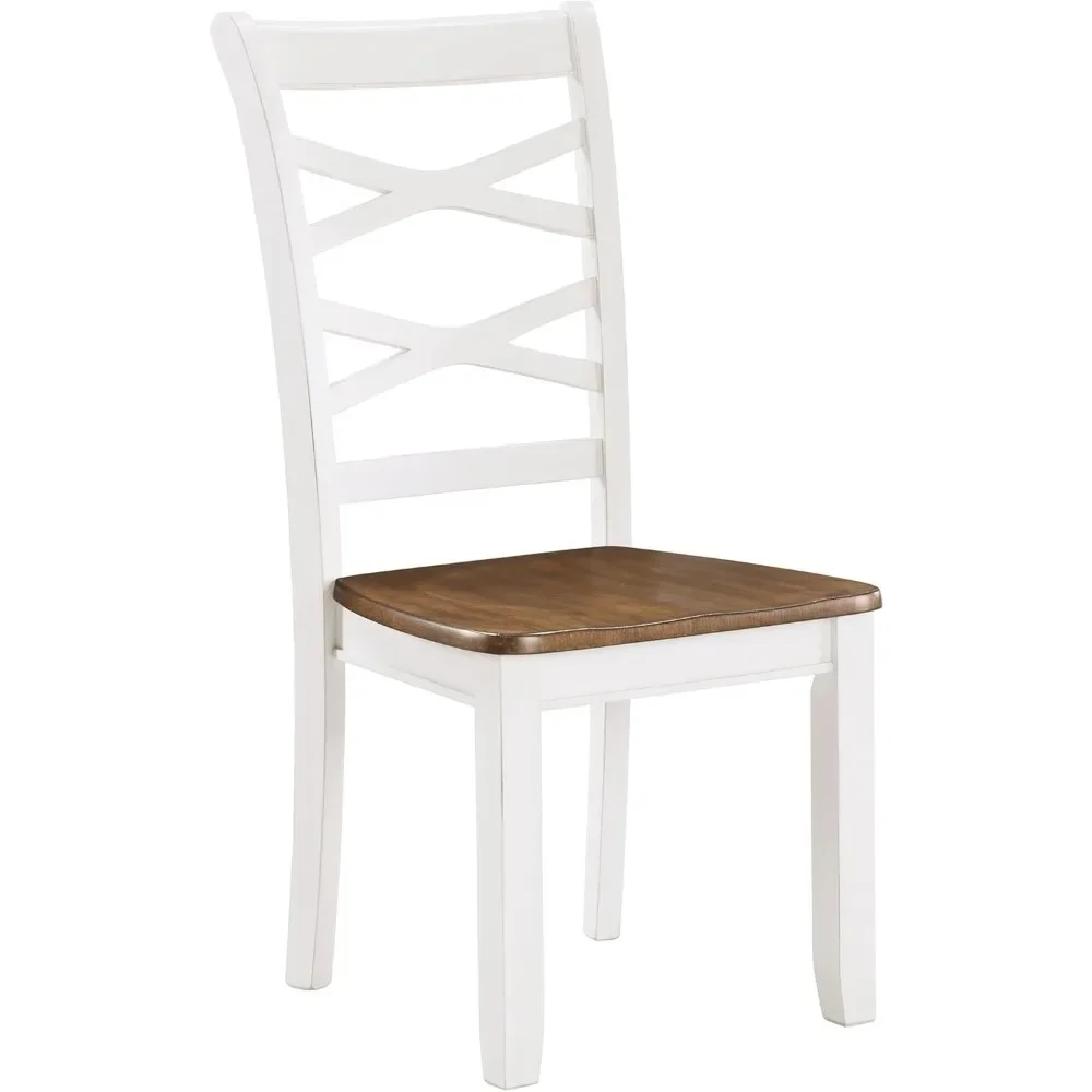 Fashion Solid Wood Dining Room Table and Chairs Set, 6 Set ,with Cross Back Chairs, 7 Piece Farmhouse Kitchen Table Set
