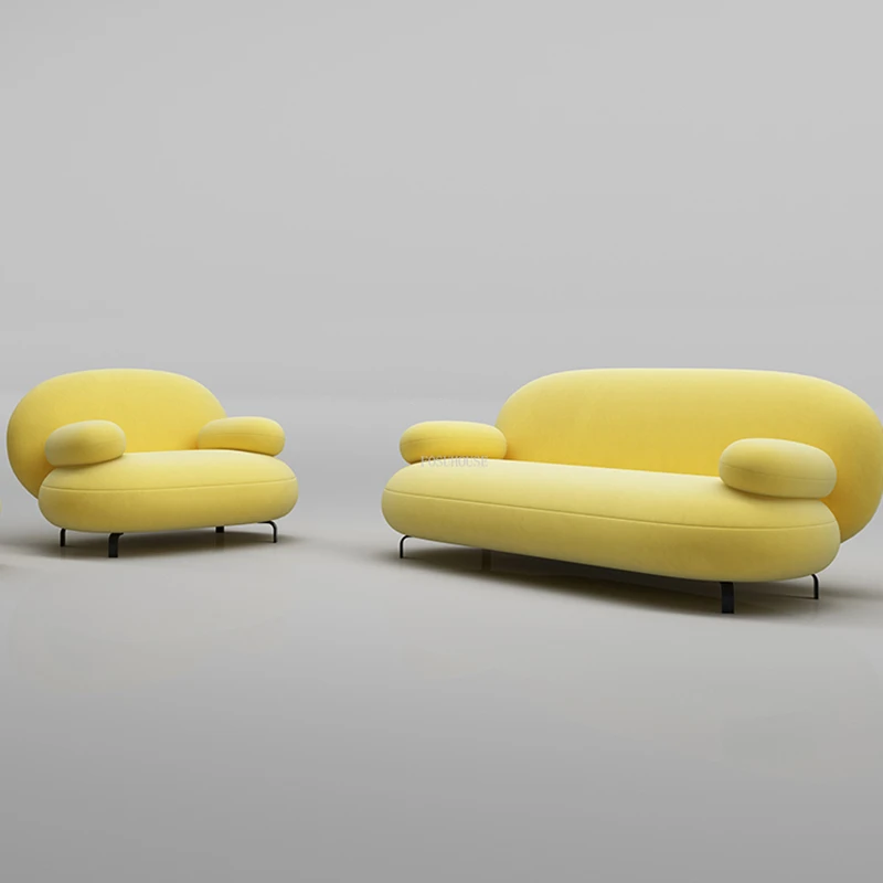 Italian Fabric Living Room Sofas Nordic Designer Single Sofa light