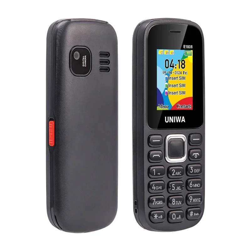 UNIWA E1808 2G Keypad Phone Cellphone 1.77 Inch Push Button 800mAh Telephone for Senior Elder Wireless radio GSM mobile phone 5