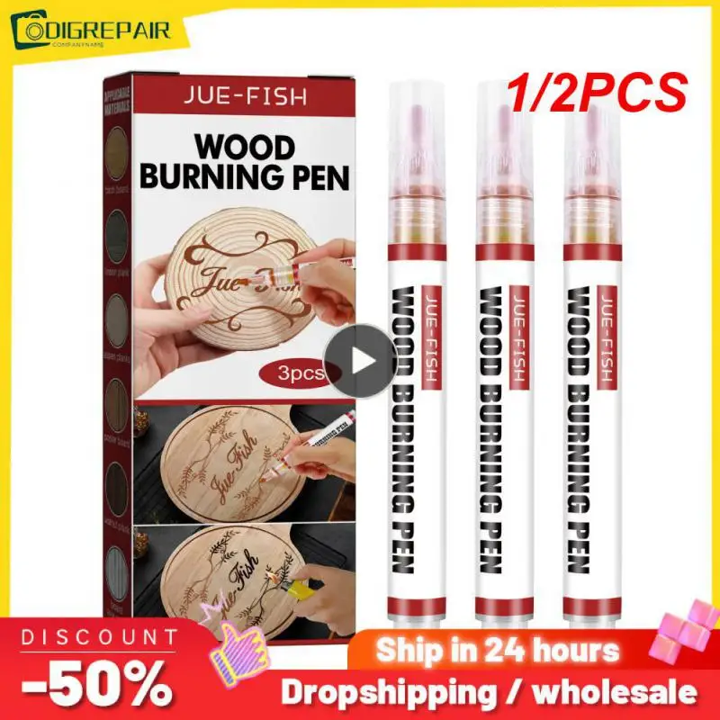 

1/2PCS Wood Burning Pen Fine Tip Chemical Scorch Marker Pen Safely Pyrography Wooden Scorch Pen DIY Wood Craft Painting Pen Gift