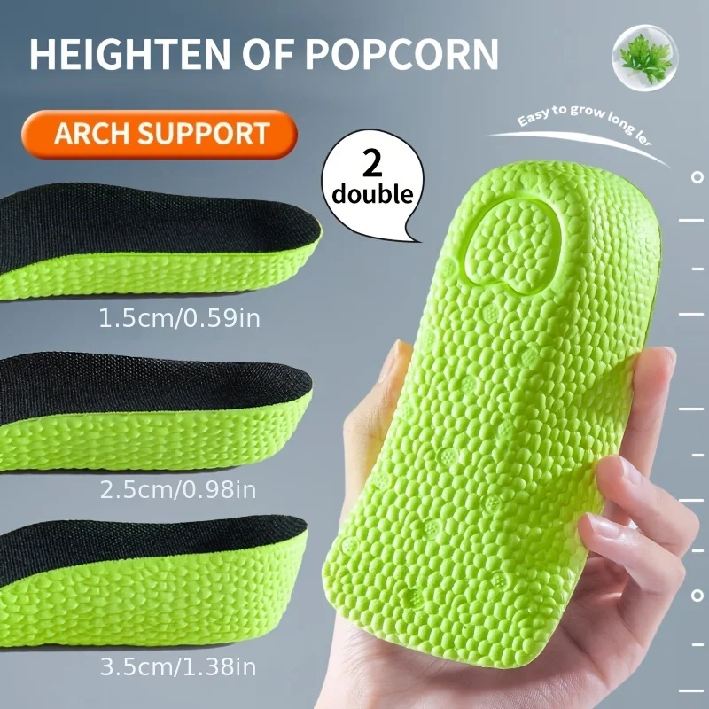 1 Pair of invisible booster insoles (men's and women's shoes) heel lifter, arch support heel lifter Memory foam insoles