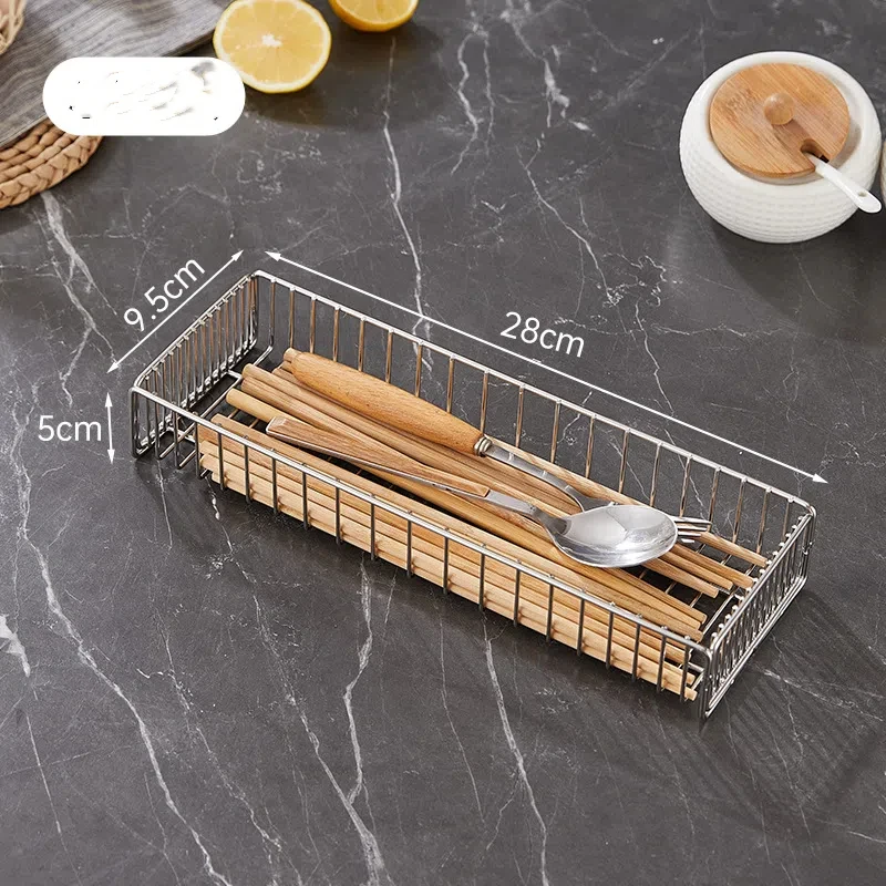 304 stainless steel cutlery rack spoon fork chopstick storage basket detachable drainage rack kitchen accessory storage basket