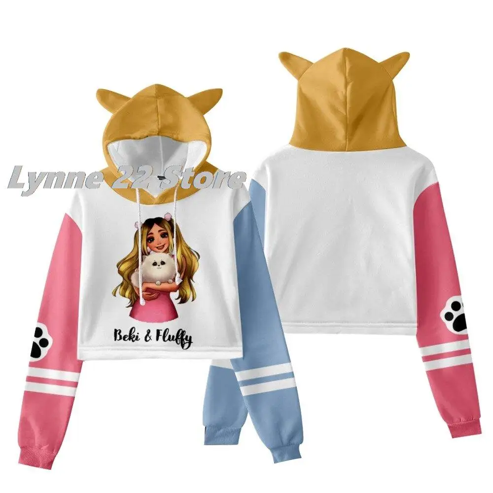 

Felmale Clothes Arrivals Rebekah Wing Merch Beki Women HoodiesTeens GirlsCropTops Women Short Pullover Girl Kawaii Tops cat ears