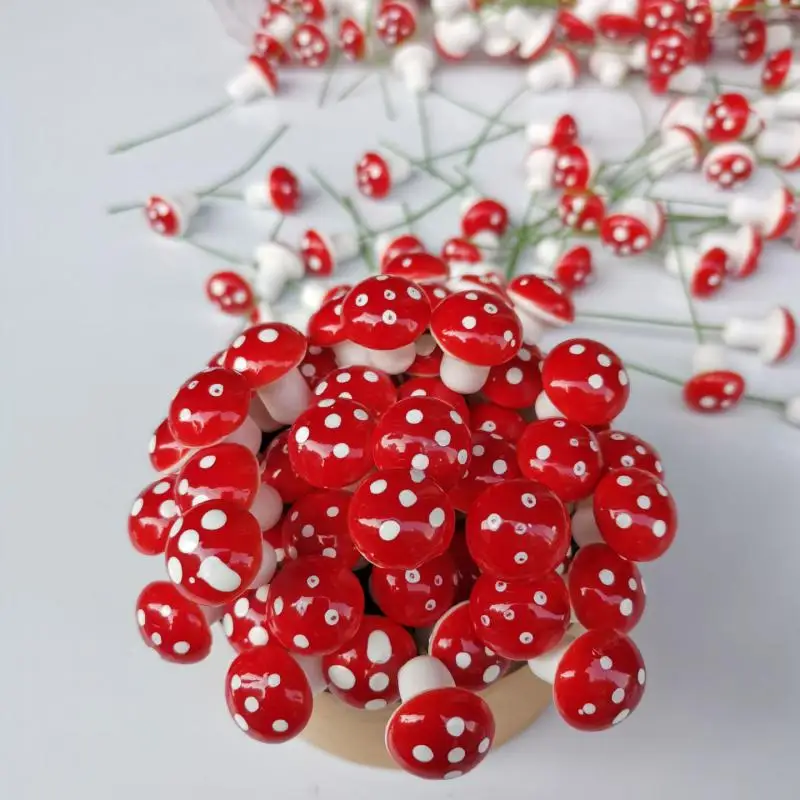 Miniature Red Mushroom DIY Craft Garden Ornament - Artificial Foam Potted Plant for Micro Landscape & Bonsai Decor