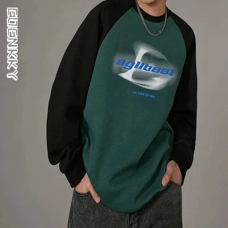 

Womens Oversized Patchwork Sweatshirt Long Sleeve Vintage Letter Streetwear Fashion Y2k Tops Koren Style Hip Hop Pullovers New