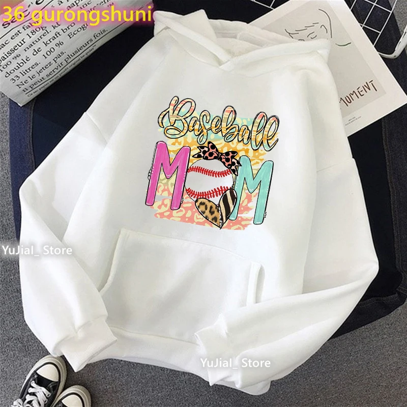Leopard Football/Baseball Mom Graphic Print Cap Hoodies Women'S Clothing Mother'S Day Gift Sweatshirt Femme Harajuku Tracksuit