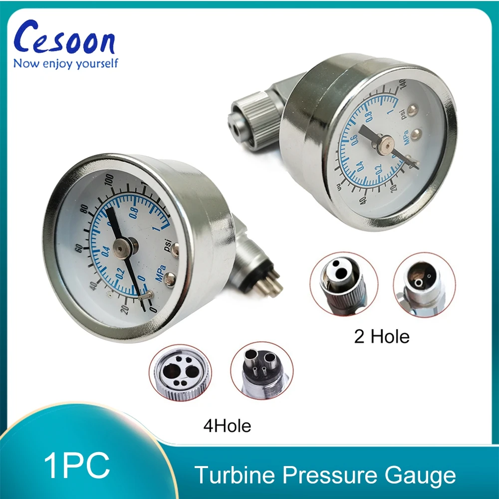 

1Pc Dental Pressure Test Gauge High/Low Speed Handpiece Turbine Manometer Dentist Chair Unit Spare Part 2/4 Holes Measuring Tool