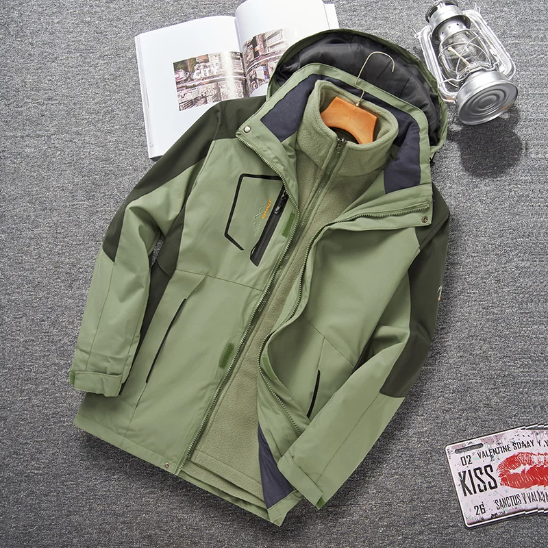 Oversize Men's Winter Inner Fleece Waterproof Jacket Men Outdoor Windbreaker Hiking Camping Skiing Rain Thick Thermal Coat 8XL 2