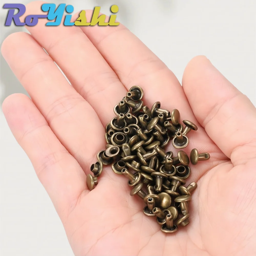 Metal Double Cap Round Rivets Studs Collision Nail Spike 100 Sets 5-12mm