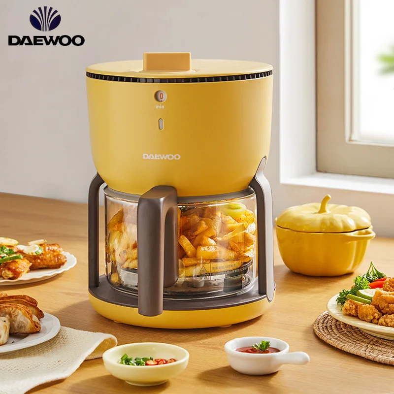 Daewoo K5 Friggitrice Ad Aria A Clessidra 2L Temporizzazione Multifunzionale Per Uso Domestico Friggitrice Ad Aria Cestello In Vetro Meno Olio Piccoli