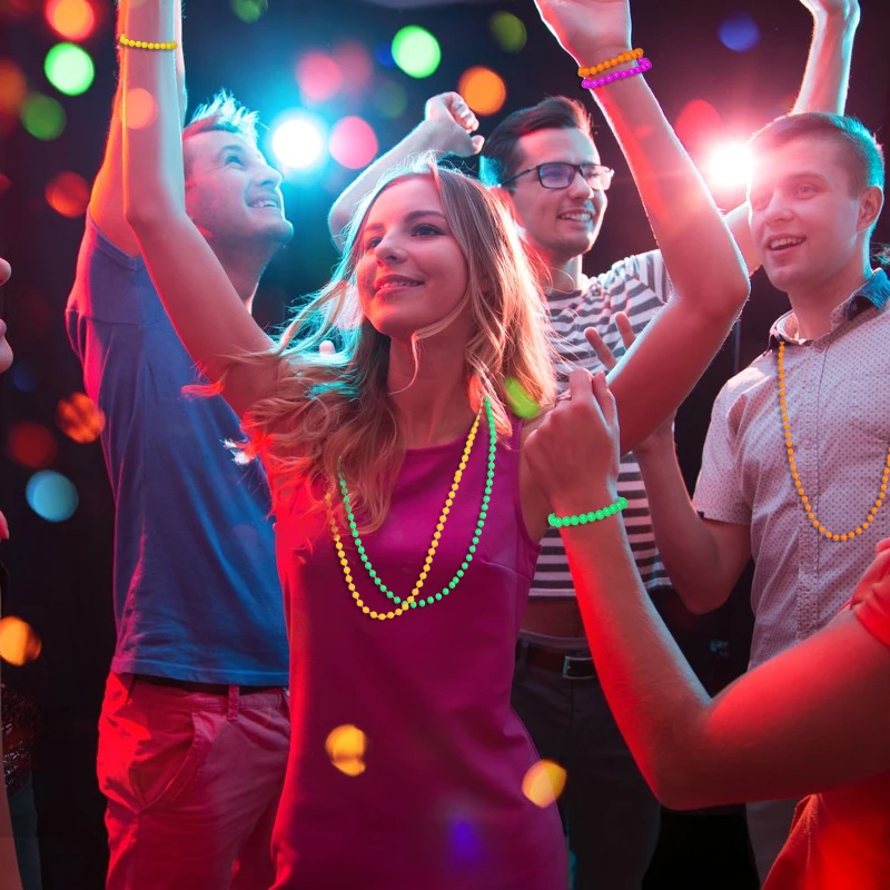 4-32Pcs Fluorescent UV Neon Necklace Bracelet Black Light Glow Party Decoration Kids Gift Birthday Wedding Halloween Photo Props