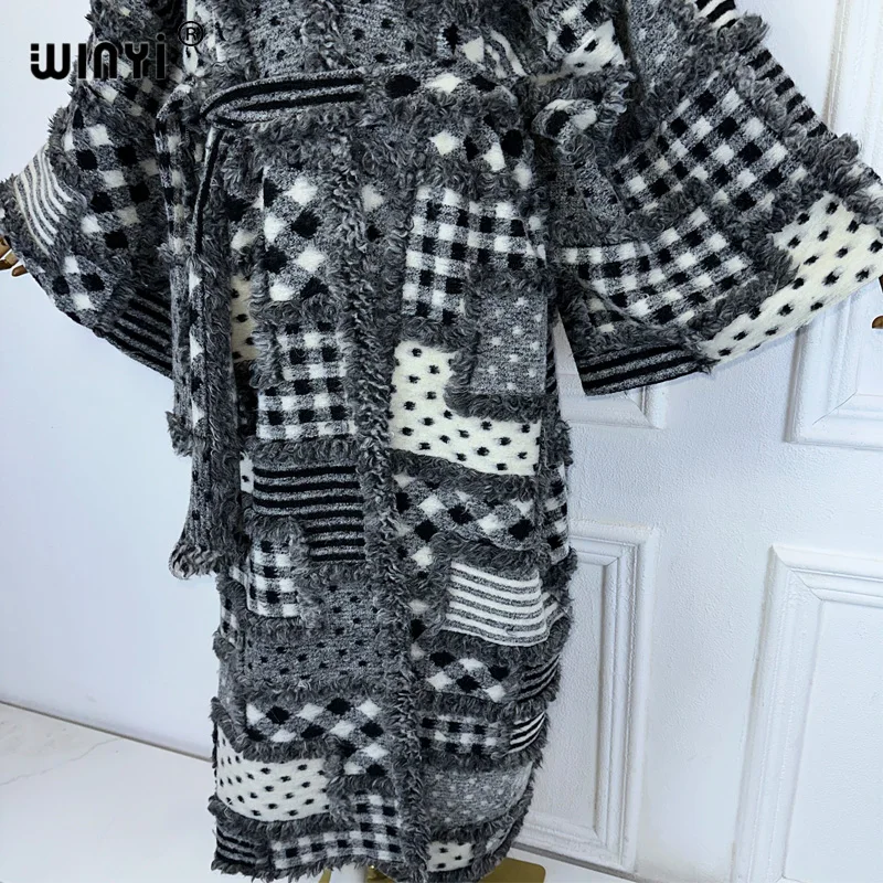 Description Picture 6 of itemWINYI women coat with belt winter long down cardigan luxury clothes kimono abaya dubai luxur Middle East winter outfit for women