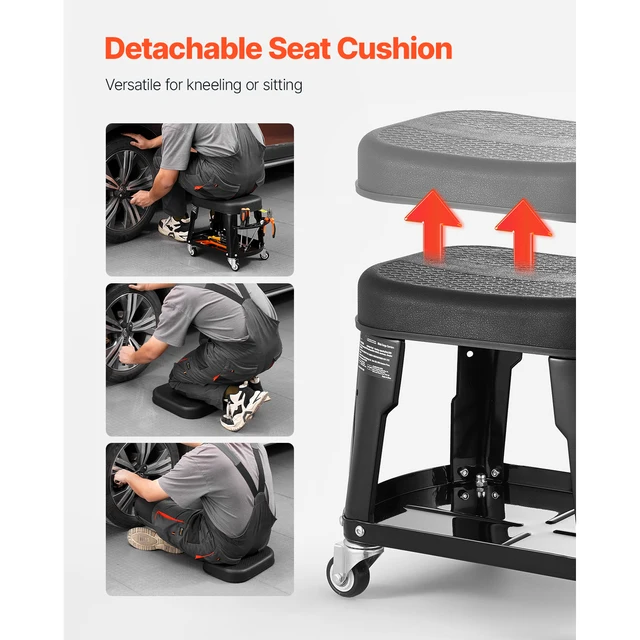 17910-ab969c.jpg SucceBuy Mechanic Stool 300lbs Garage Seat with Wheels 360° Swivel Rolling Workshop Stool with Tool Tray for Garage, Shop Repair