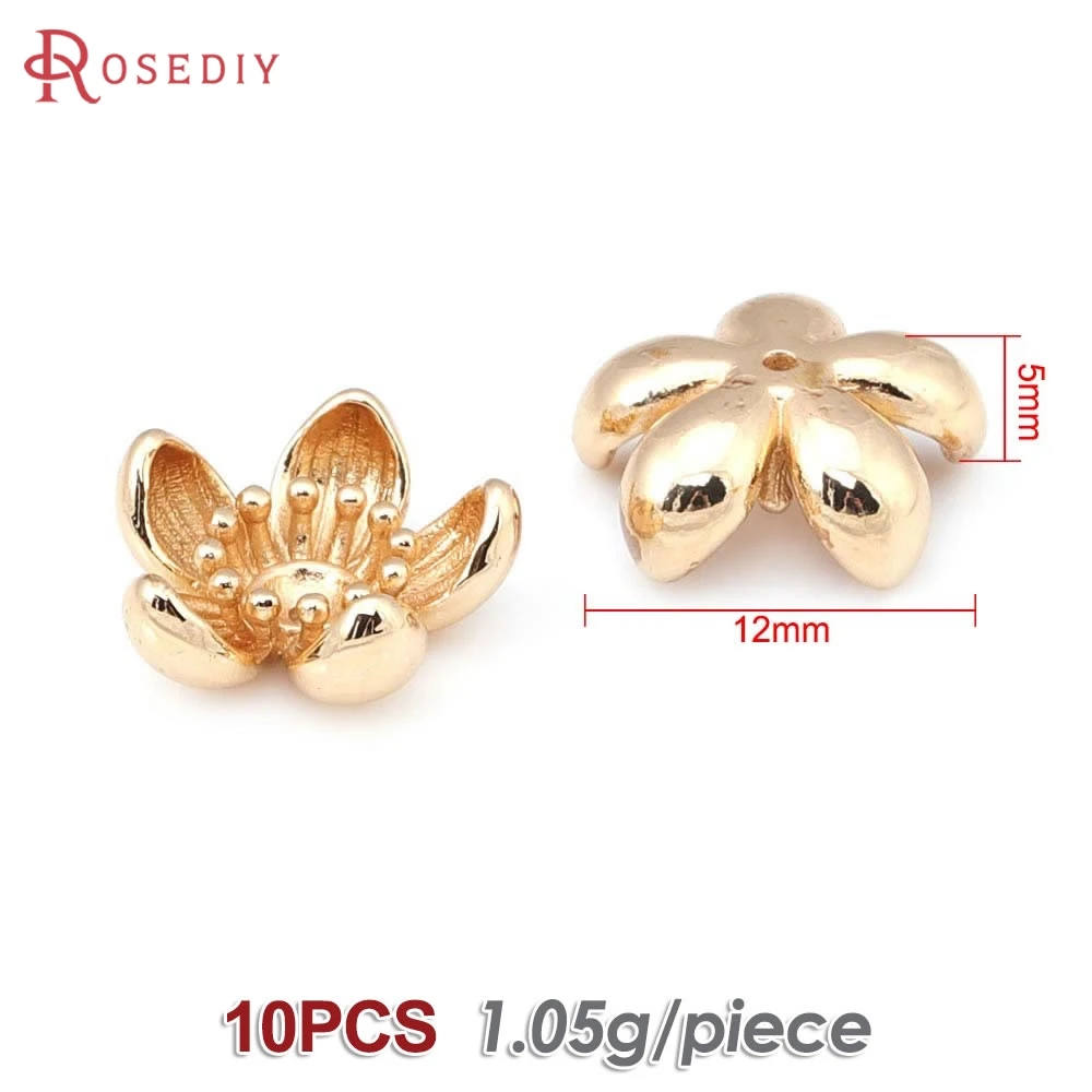 Elegant 18K Gold Brass Floral Bead Caps for DIY Jewelry & Earrings