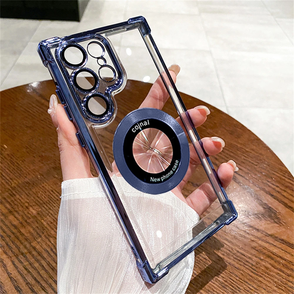 Transparent Magnetic Wireless Charging Phone Case with Plating Finish