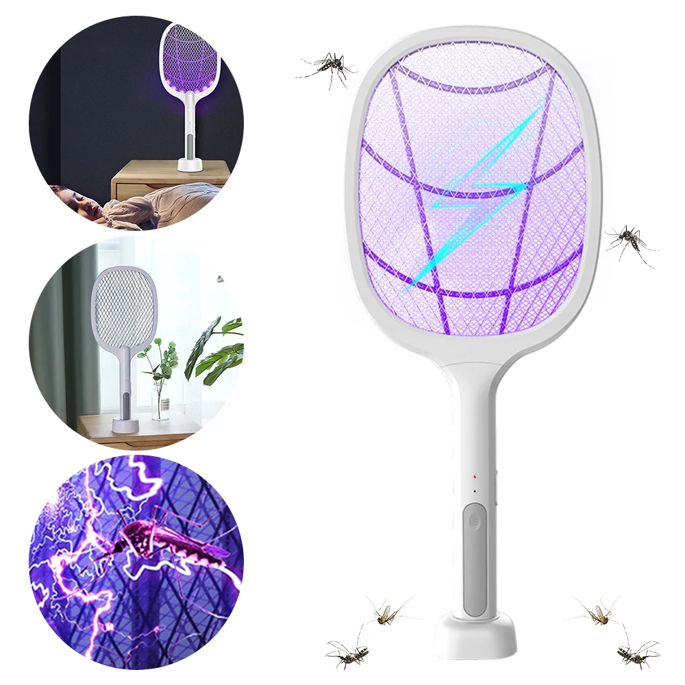 Scacciazanzare Elettrico Mosquito Killer 8Led Usb Ricaricabile Angolo Regolabile Elettrico Bug Zapper Fly Bat Swatter