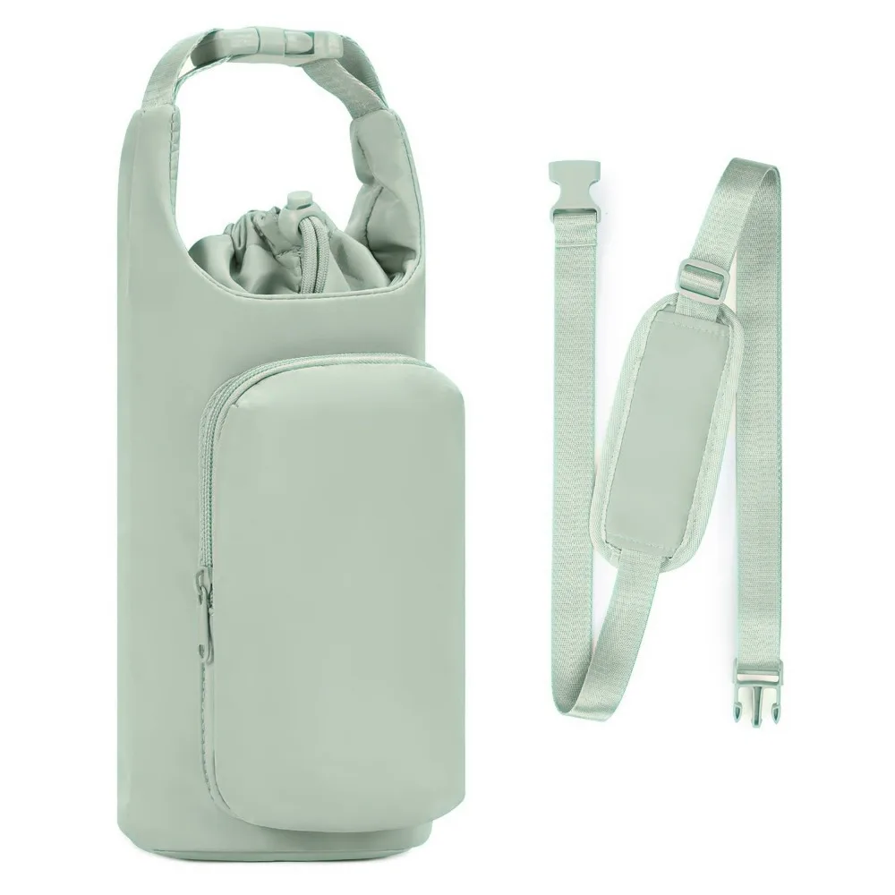 Insulated Crossbody Water Bottle Carrier with Adjustable Strap and Phone Pocket