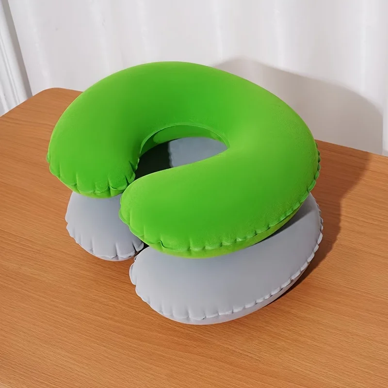 Ergonomic C-Shaped Neck Pillow, Polyester Travel  Car Support Cushion U-shaped Travel Inflatable Pillow 3