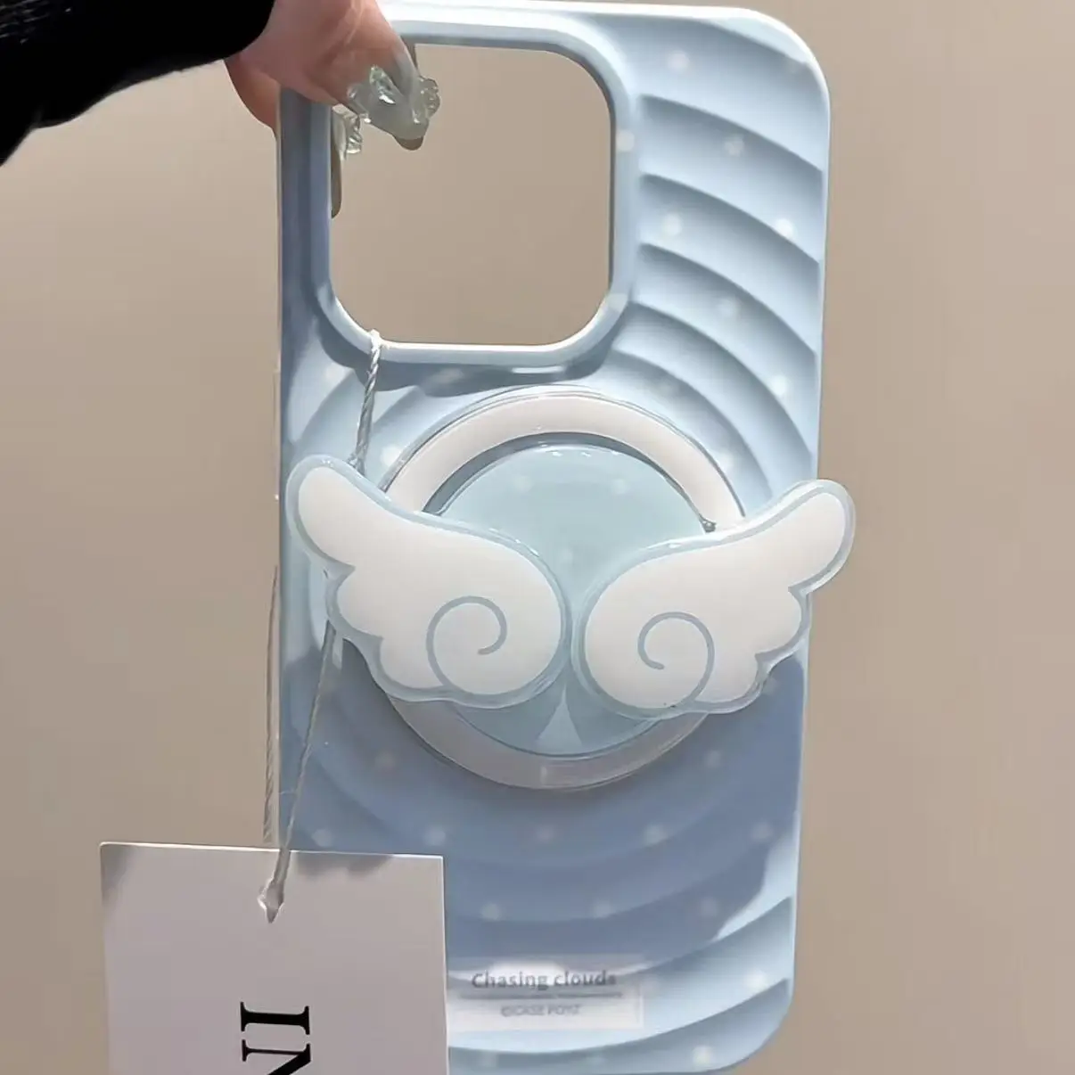 Wing Cartoon Magnetic Griptok Phone Stand with Wireless Charging Capability