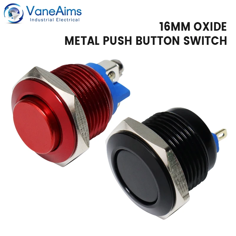 

16mm Mini Push Button Switch HS16 Waterproof Momentary Self Reset Metal Switch Oxidation Red Yellow Blue Green Black VaneAims