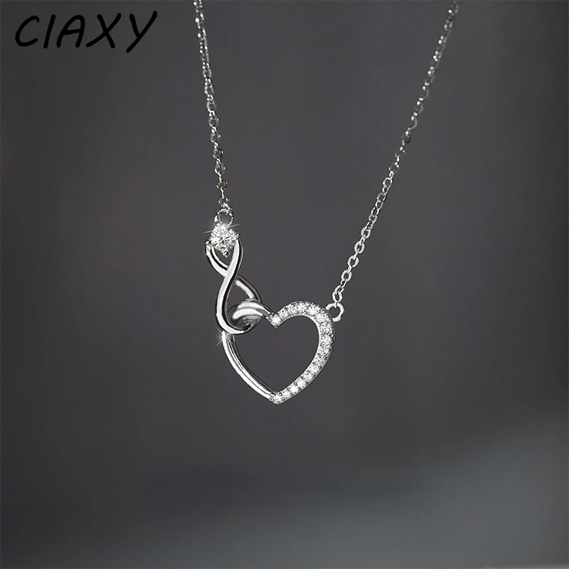Женское колье с полым сердцем CIAXY, цепочка до ключиц с надписью Infinity Love, модное Ювелирное Украшение