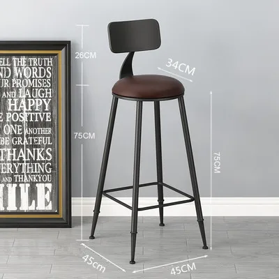 bar chair solid wood high stool bar chair home backrest high stool simple iron front desk table