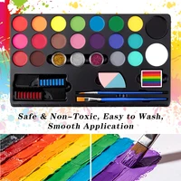 Kit de peinture pour le visage et le corps en 20 couleurs avec paillettes, pinceaux, pochoirs, palette de maquillage lavable à base d'eau pour enfants et adultes, fête, cosplay 1