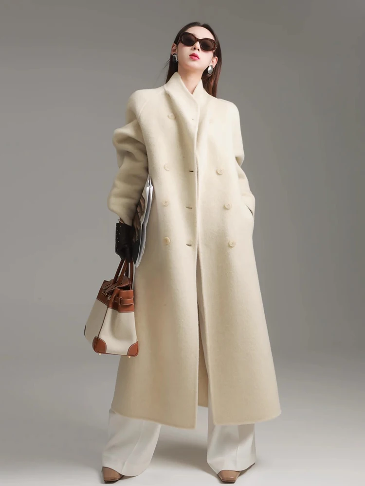 WOLEN] GDDZA 秋冬のダブルフェイスツイードコート トレンチコート