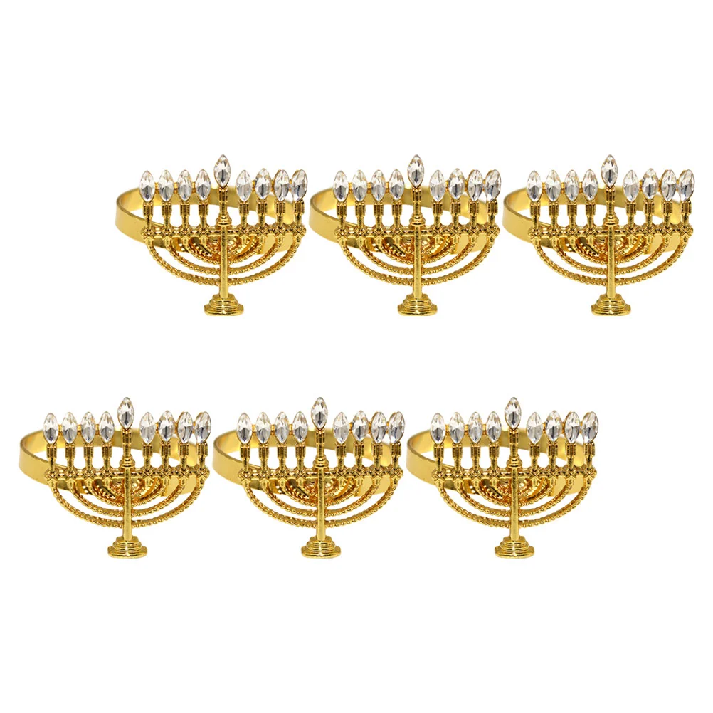 

Alloy Napkin Rings Holders Hanukkah Menorah Shaped Napkin Rings Dinning Tableware New Year Wedding Party Table Decoration