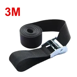 Durable Black Tie Down Strap with Metal Buckle - Strong Ratchet Belt (3m)